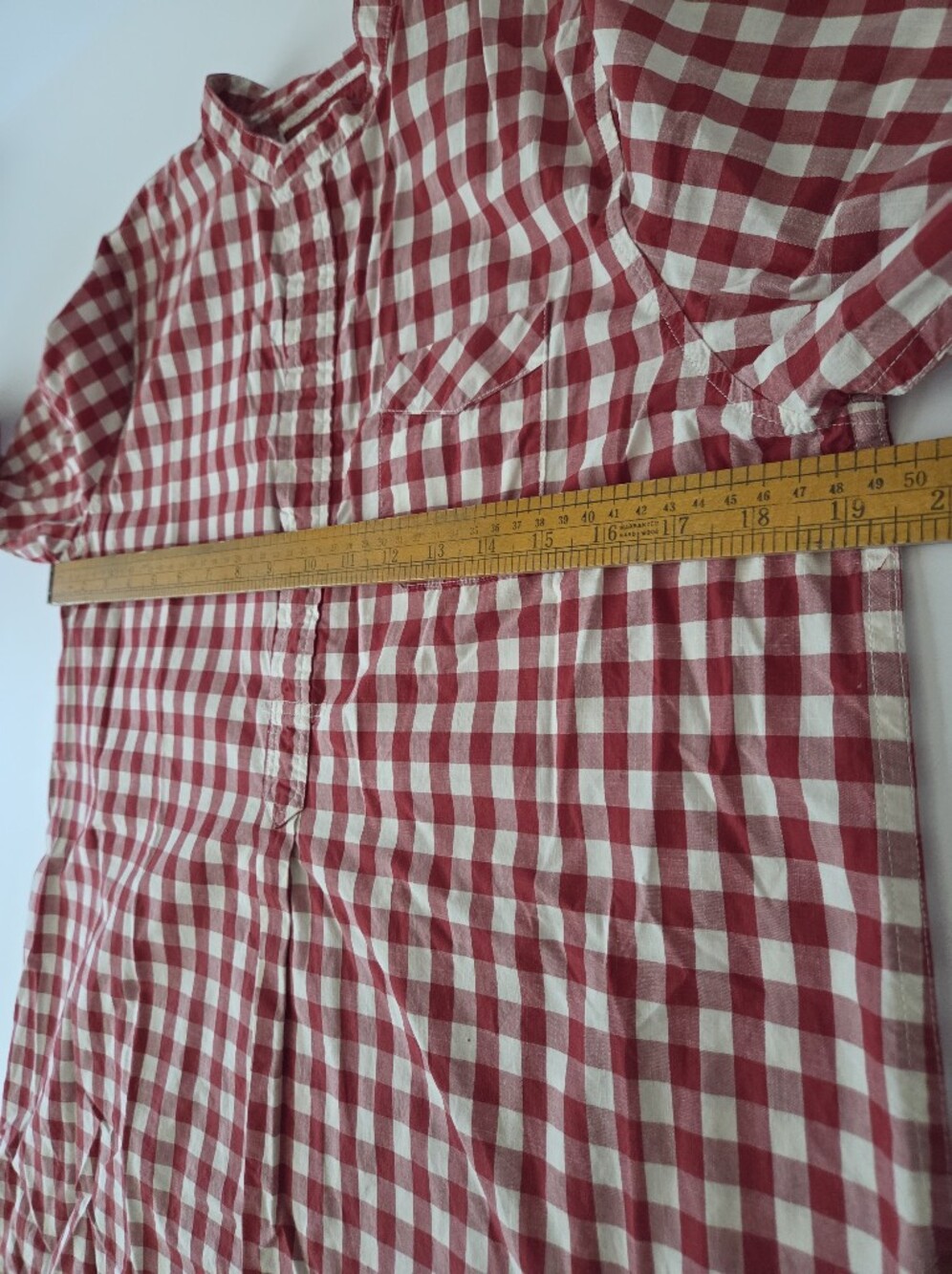 Red And White Gingham Cotton Tunic Shirt - Picture 8 of 15